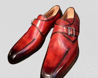 Handmade Leather Single Monk Strap Shoes: Custom Fit Dress Shoes