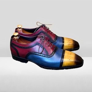 Sapatos Oxford Coloridos Feitos à Mão para Homens: Sapatos de Casamento Personalizados
