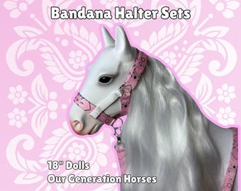 Conjuntos de cabestro y bandana para caballo de muñeca de 18" de Our Generation®