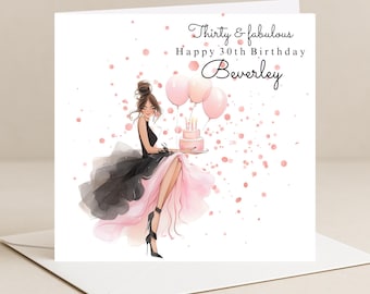 30th birthday card | Personalised 30th Birthday Card | birthday day card for her | personalised card | gift | thirty | happy birthday