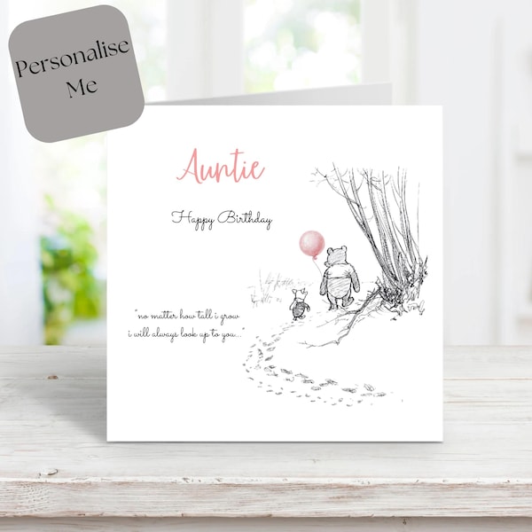 Auntie Birthday card For Her | Female birthday card | Happy birthday | Ladies birthday card | Winnie the pooh | Girls Birthday Card | Disney