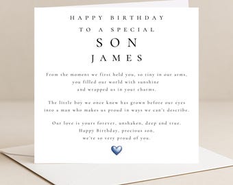 Birthday Card for Son | Personalised Son Birthday Card | Son Birthday Card | Birthday Card for Him | Poem Card