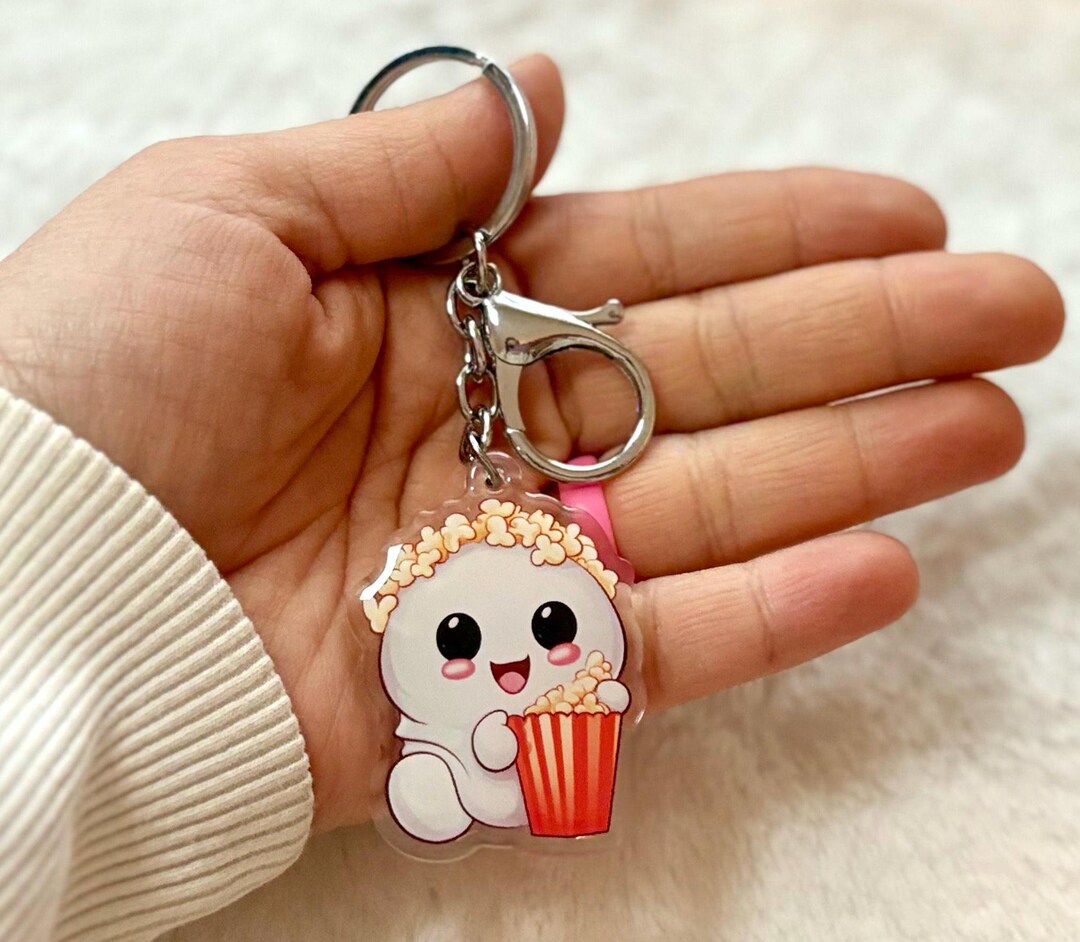 Popcorn Ghost Acrylic Keychain: Kawaii Halloween Charm - Etsy