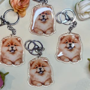 Chow Chow, Hunderasse Schlüsselbund, Acryl-Schlüsselanhänger, Weihnachtsgeschenk Idee, Cartoon kawaii Art Welpe, Tier-Liebhaber-Accessoire, Auto-Schlüsselring