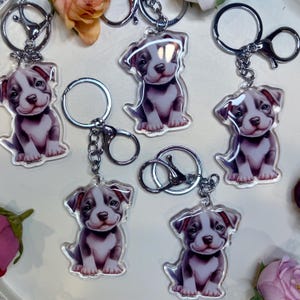 American Bully , Dog Breed Keychain, Acrylic keyring, Christmas Gift Idea, Cartoon kawaii Art Puppy, Pet Lover Accessory, Car Keyring