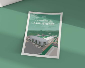 Geoffroy-Guichard Stadium Print - Saint-Étienne - Poster - Allez les Verts - Ligue 1 - Football - Soccer - Illustration