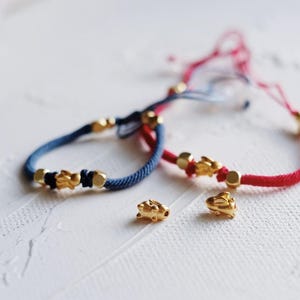 Rabbit Charm 24k 9999 Pure Gold Lucky Charm, Rabbit String Adjustable Bracelet, 0.2 g  gold 3D 24k Hongkong Gold Charm Bracelet
