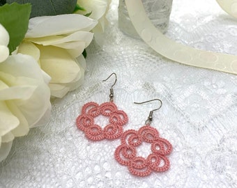 Lace Swirl Earrings - Handmade Tatted Lace Earrings - Gift for Women