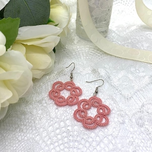 Lace Swirl Earrings - Handmade Tatted Lace Earrings - Gift for Women