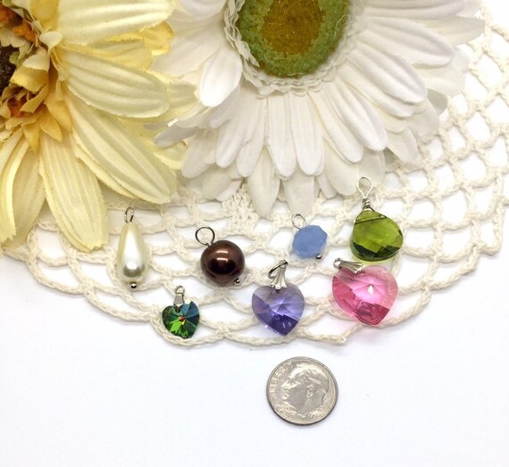 14mm Size Crystal Heart Charm Add On For Lace Choker or Bracelet 14mm Size Crystal Heart Charm Add On For Lace Choker or Bracelet