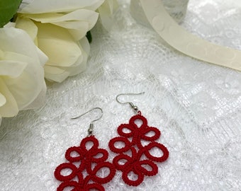 Tatted Lace Earrings - Handmade Earrings in Your Color Choice - Custom Order Earrings