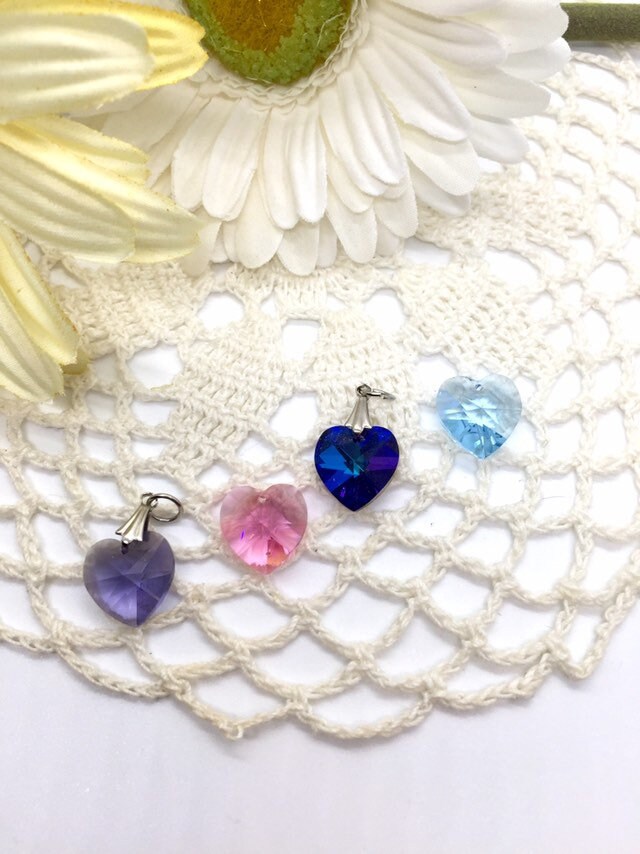 14mm Size Crystal Heart Charm Add On For Lace Choker or Bracelet 14mm Size Crystal Heart Charm Add On For Lace Choker or Bracelet