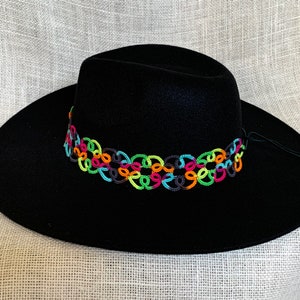 Rainbow Woven Hat Band, Boho Adjustable Hat Band, Tatted Hat Band