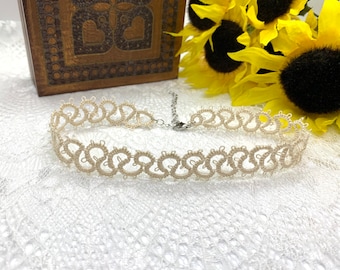 Ivory Lace Bridal Choker - Tatted Lace Choker - Choker Necklace for Special Occasion