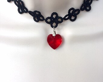 14mm Size Crystal Heart Charm Add On For Lace Choker or Bracelet 14mm Size Crystal Heart Charm Add On For Lace Choker or Bracelet
