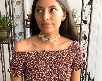 Ivory Lace Choker - Wedding Prom Choker - Handmade Lace Choker