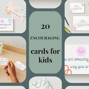 Jeu de 20 cartes d'encouragement pour enfants, cartes inspirantes, idée de notes pour la boîte à lunch, cartes d'inspiration au format de poche, idée de récompenses pour les enseignants