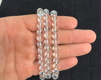 8mm Clear Quartz Stretch Bracelet – Master Healer, Energy Amplifier & Clarity Crystal, Handmade Jewelry