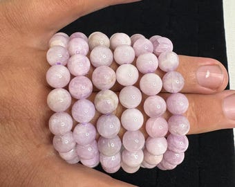 8mm Kunzite Stretch Bracelet – Natural Gemstone, Emotional Healing & Love Crystal, Handmade Jewelry