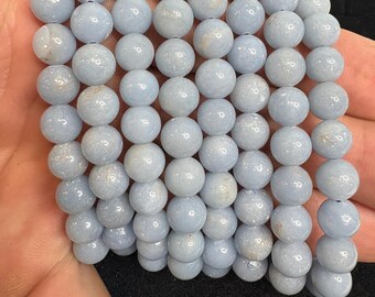 8mm Angelite Stretch Bracelet – Peace & Spiritual Awareness Crystal, Handmade Jewelry