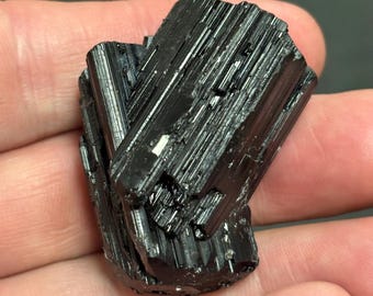 Black Tourmaline Crystal: Raw Grounding Stone, Collector's Piece