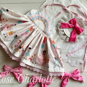 Size 3 Birthday Dress Birthday Girl Rainbow Dress Vintage Lace Special Occasion Girls Dress Happy Birthday Handmade Girls Dress Handmade
