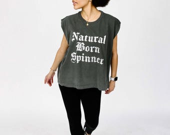 Color Guard, Winter Guard, Natural Born Spinner T-Shirt, Garment Dyed Cropped Muscle Tee