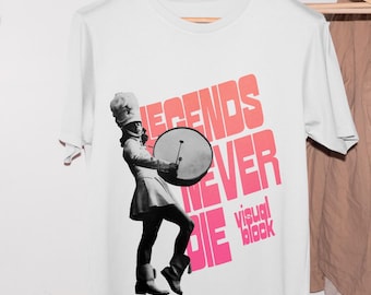 Legends Never Die Marching Band Shirt with Girl Bass Drummer