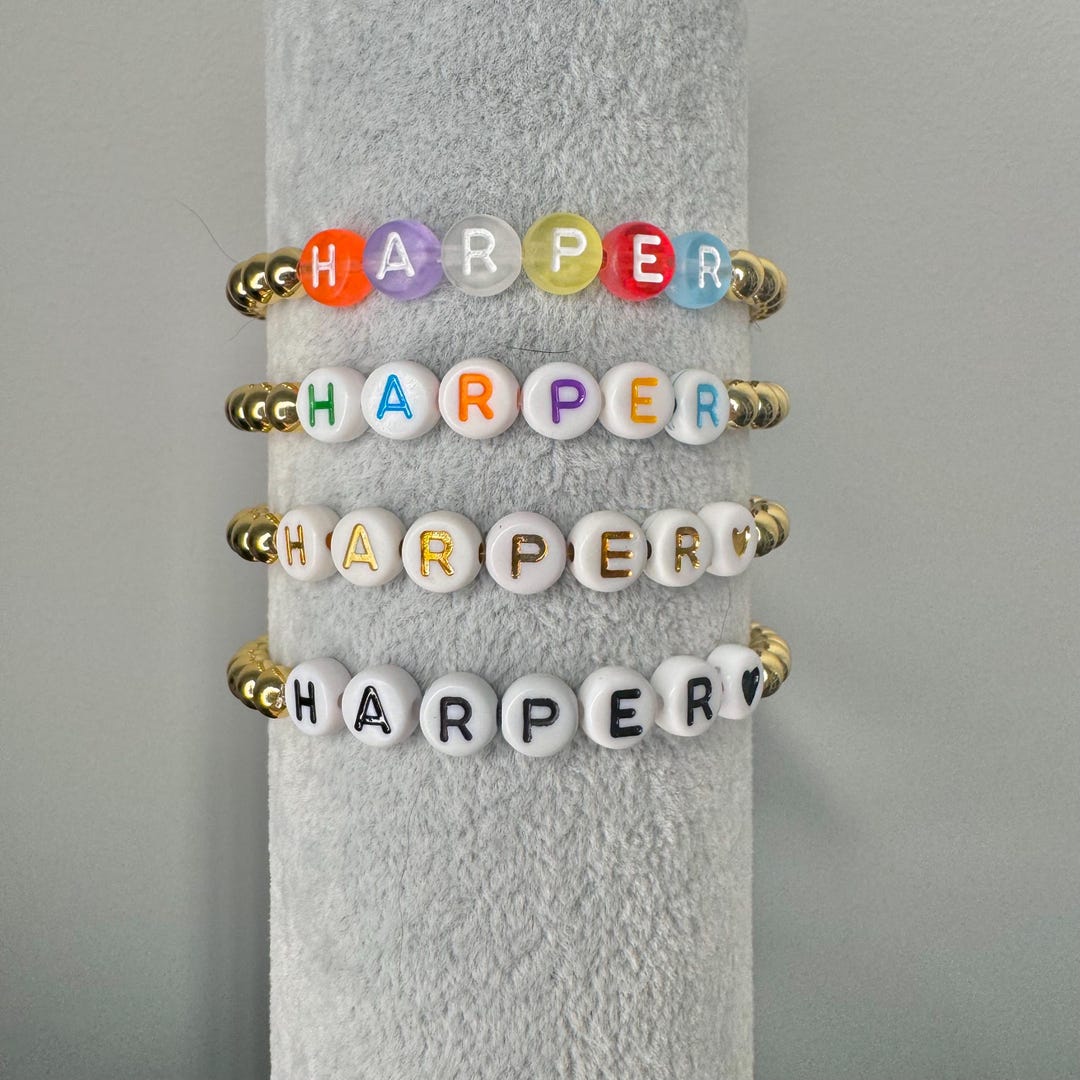 Personalized Gold Beaded Name Bracelet: Custom Bachelorette Gift - Etsy
