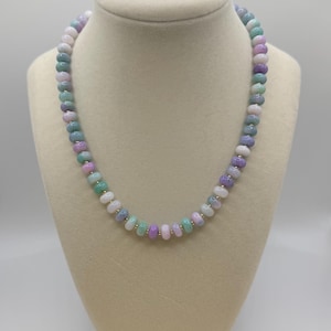 Adjustable Dyed Jade Beaded Necklace – Colorful Rondelle Gemstone for Layering