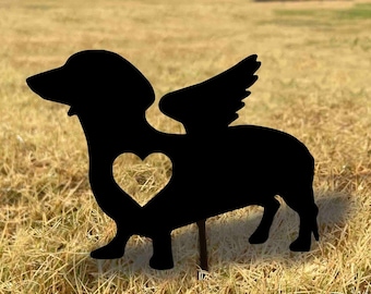 dotson flat tail memorial stake - sin Gastos de Envío - Dachshund Outdoor Garden Stake - Dotson Memorial Marker - Handmade Dotson - Made in USA