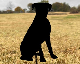 Metal Boxer Dog Garden Stake - Outdoor Silhouette Art