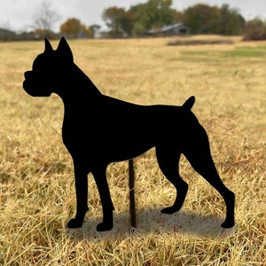 boxer stance metal garden stake free shipping metal boxer heart stake outdoor black metal boxer boxer home decor boxer dog lover image 1