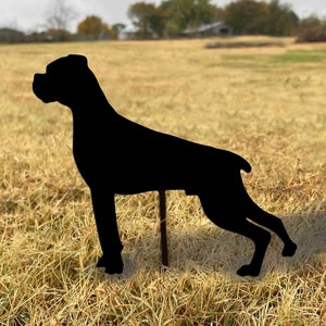 Metal Boxer Dog Yard Stake: Outdoor Home Decor