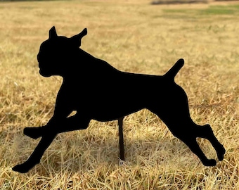 boxer leaping dog stake - free shipping - metal boxer garden stake - outdoor black metal boxer - boxer home decor - boxer gift for dog lover