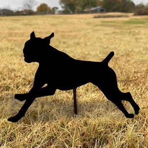 boxer leaping dog stake - free shipping - metal boxer garden stake - outdoor black metal boxer - boxer home decor - boxer gift for dog lover