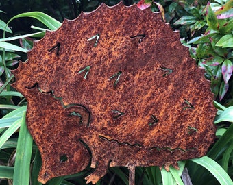 Rustic Hedgehog Metal Yard Stake: Outdoor Hog Home Decor