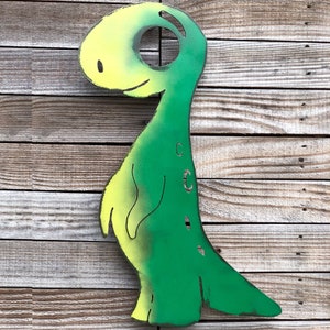 Dinosaur standing wall hanging metal art - unique dinosaur home decor - privacy fence dinosaur art - handmade only dinosaur art - cartoon