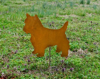 West Highland White Terrier Dog metal stake - Metal westie outdoor stake - Yorkie patio decor - Flowerbed Yorkie marker