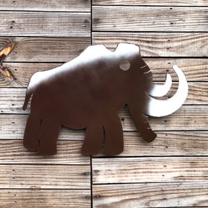 woolly mammoth wall hanging metal dinosaur - unique dinosaur home decor - privacy fence dinosaur art - handmade only dinosaur art