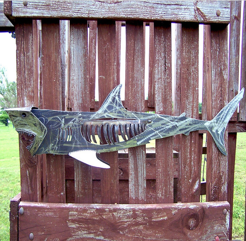 Metal shark wall decor great white shark sculpture jaws dock decor restaurant wall hanging shark iron shark artwork handmade shark image 7