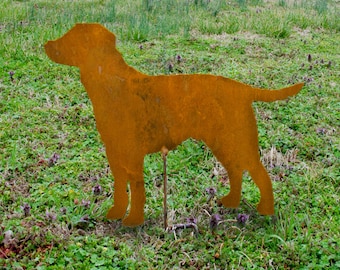 Labrador garden stake - 10x7 - Metal Labrador Retriever garden stake - Rusty Lab metal art - memorial lab pet loss - rusted lab patio stake