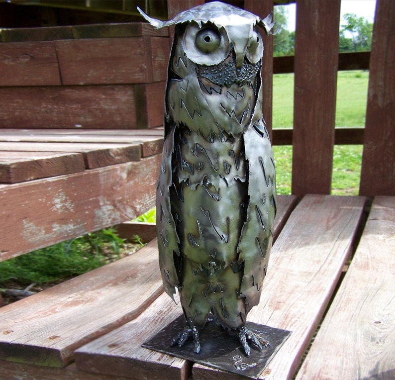 Metal Owl Sculpture Owl Artwork Metal Bird Sculpture S Etsy