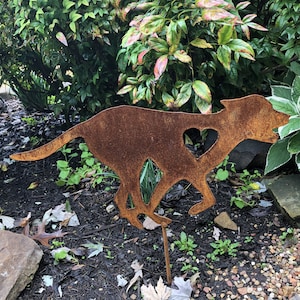 Labrador heart memorial stake running - metal Labrador yard stake - rustic Lab dog lover marker -  honored remembrance for beloved family