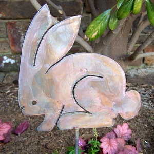 Metal rabbit stake - Whimsical garden bunny stake - Metal rabbit decor - Rabbit stake - Rustic rabbit - Bunny home decor