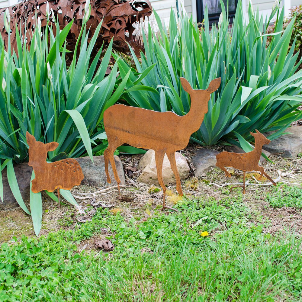 Family of Deer Metal Stakes Garden Deer Stake Art Outdoor Etsy