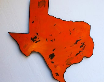 Metal wall hanging texas - Texas state silhouette - Wall mounted texas state art - Orange wall hanging texas state - outdoor metal wall art