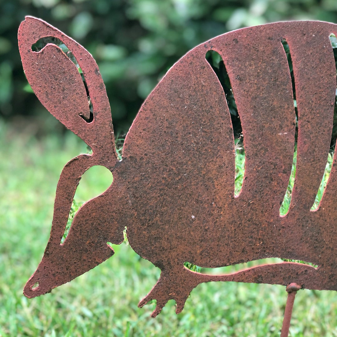 Huge 17 Inch Armadillo Metal Stake Metal Armadillo Yard Art