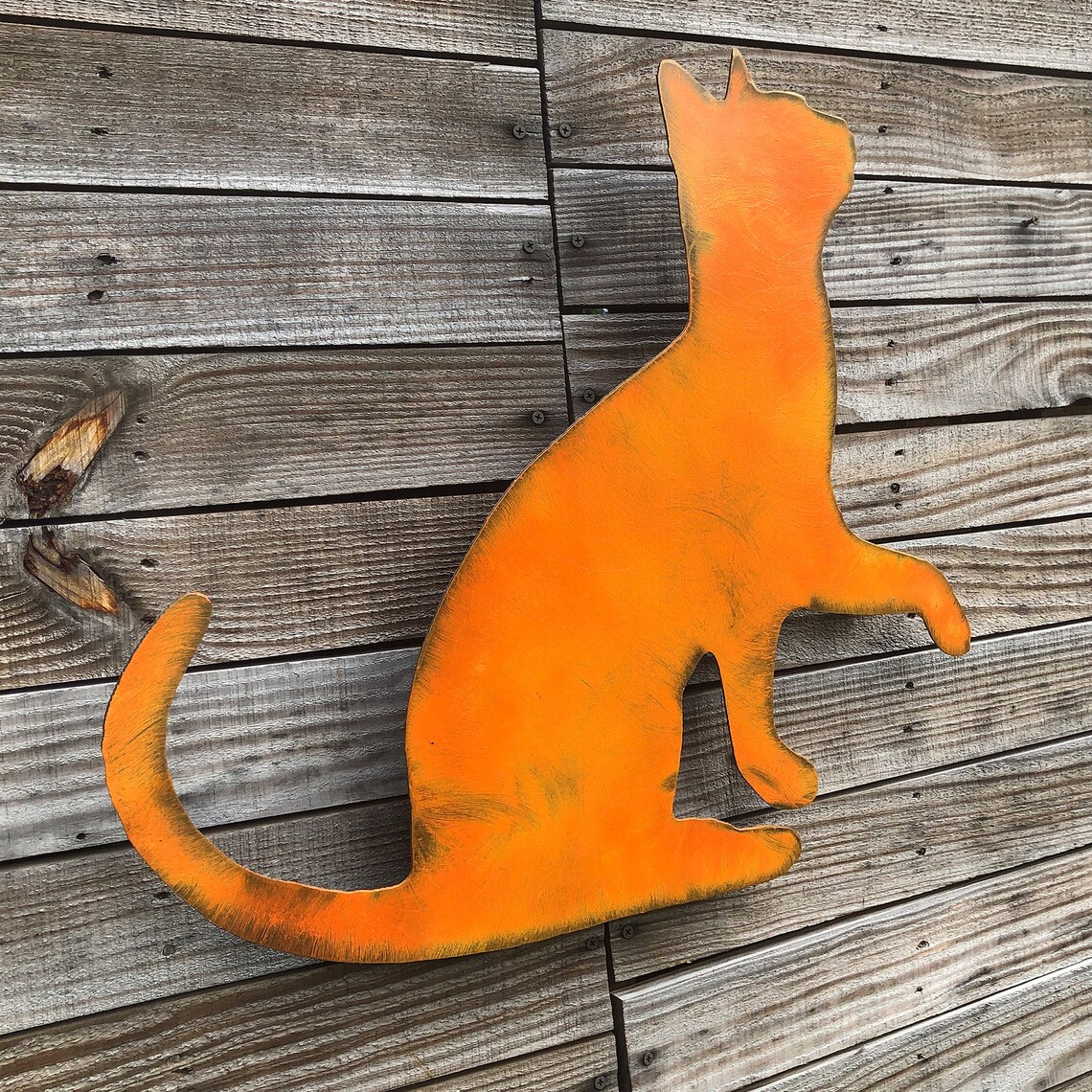 Tabby Cat Wall Hanging Metal Sculpture Free Shipping Orange Etsy