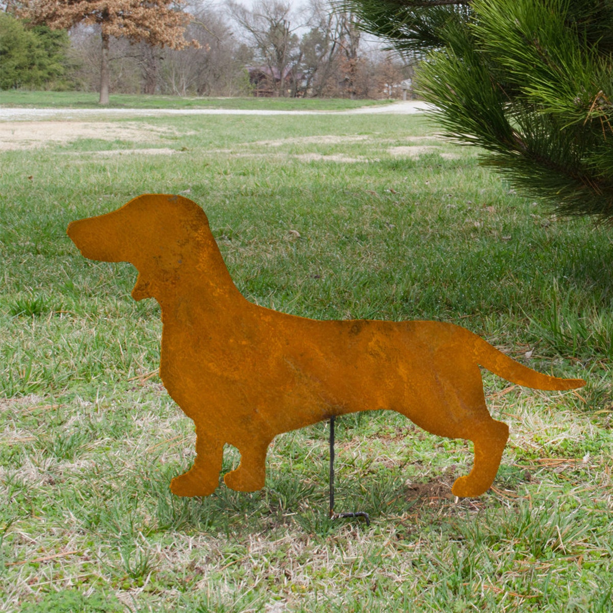 Dotson Garden Stake - Dachshund Outdoor Home Decor - Rusted Metal Dachshund - Rusted Wiener Dog - Wiener Dog on a Stick - Etsy